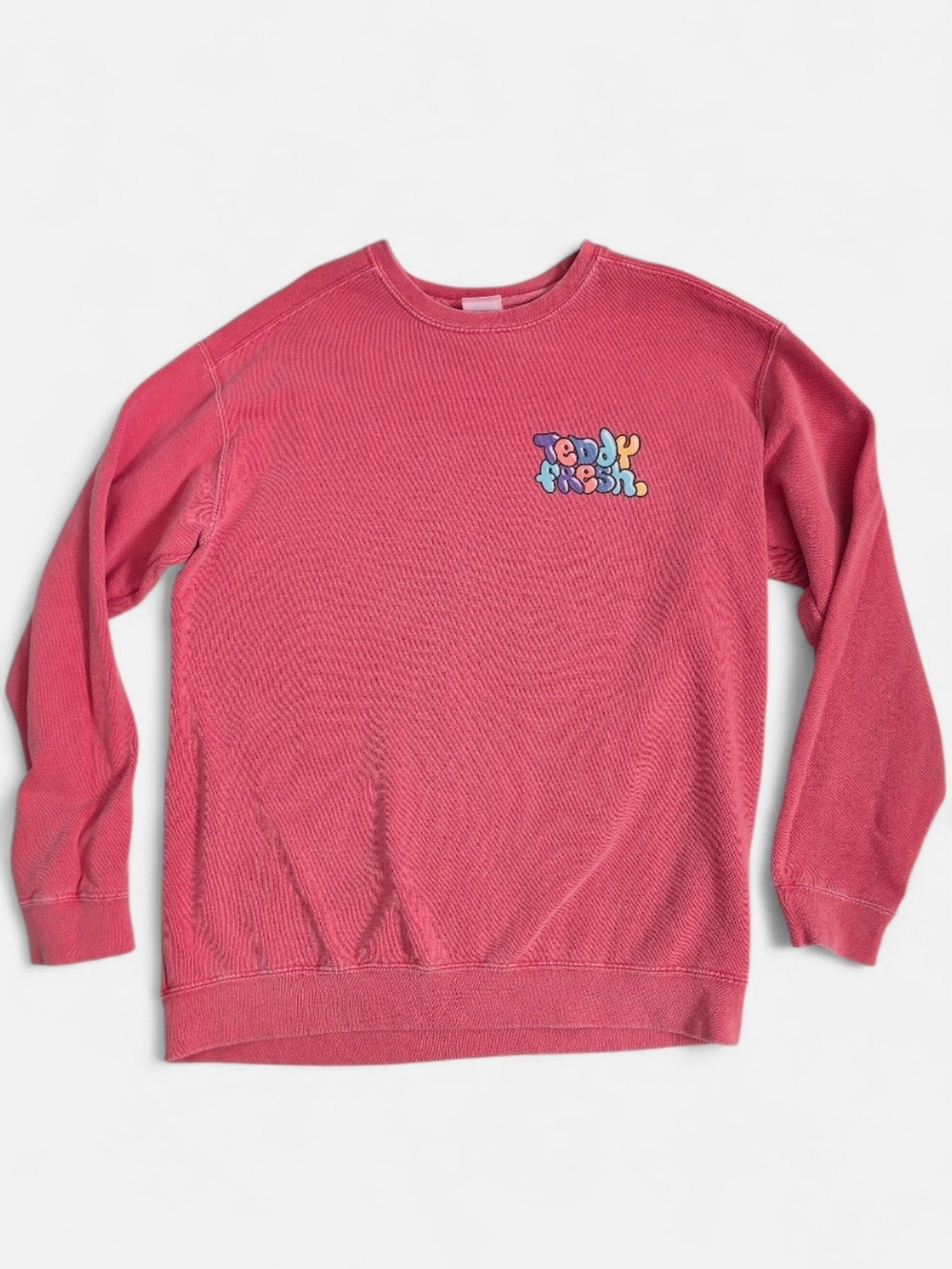 Teddy Fresh Pink Crewneck Sweatshirt Colorful Graffiti Logo